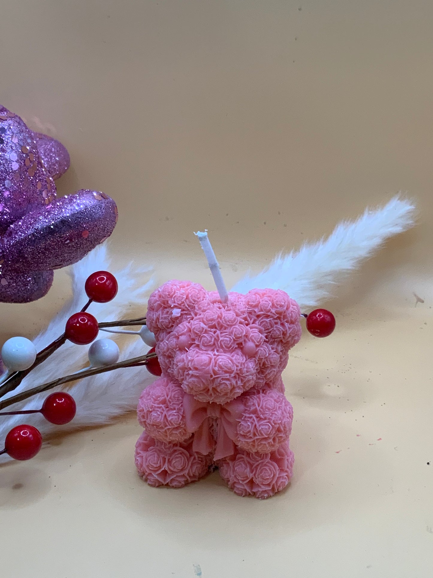 Rose bear candle